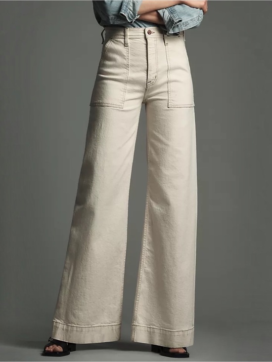 Anthropologie Denim - Anthropologie Pistola Penny Utility Ecru White Beige Wide Jeans
